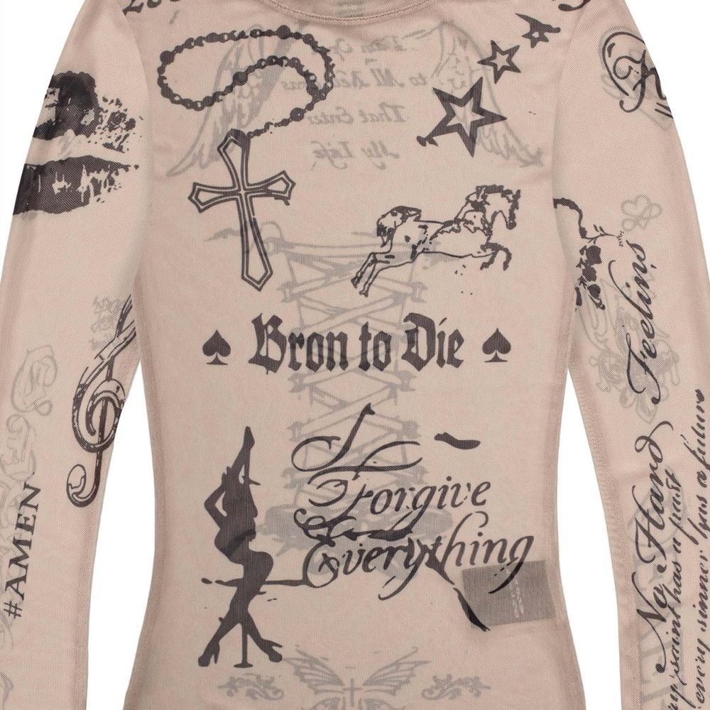 BNWT Racer Worldwide tattoo mesh longsleeve - Picture 3 of 8